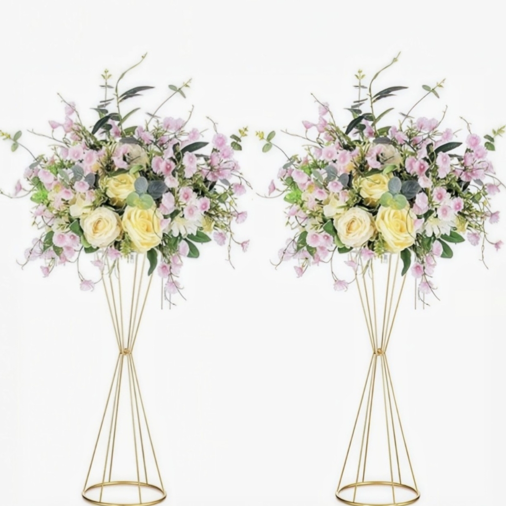 Centerpiece Vase Tall - Suporte de Flor Geométrico Dourado Moderno