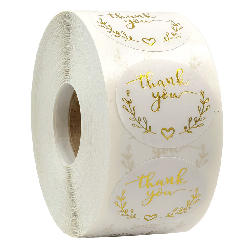 Wedding Supply Business - Adesivos dourados de agradecimento, 100-500 peças,
