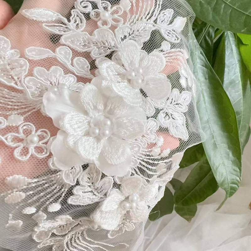 Wedding Dress Supply - 2PCS=1Par, Renda de Pérolas com Bordado