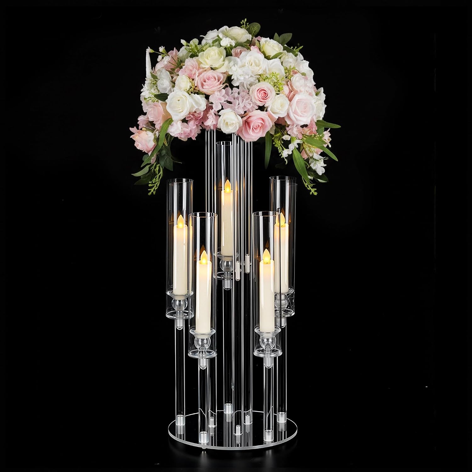 Centerpiece Vase Tall - Candelabro Acrílico Transparente de 5 Braços