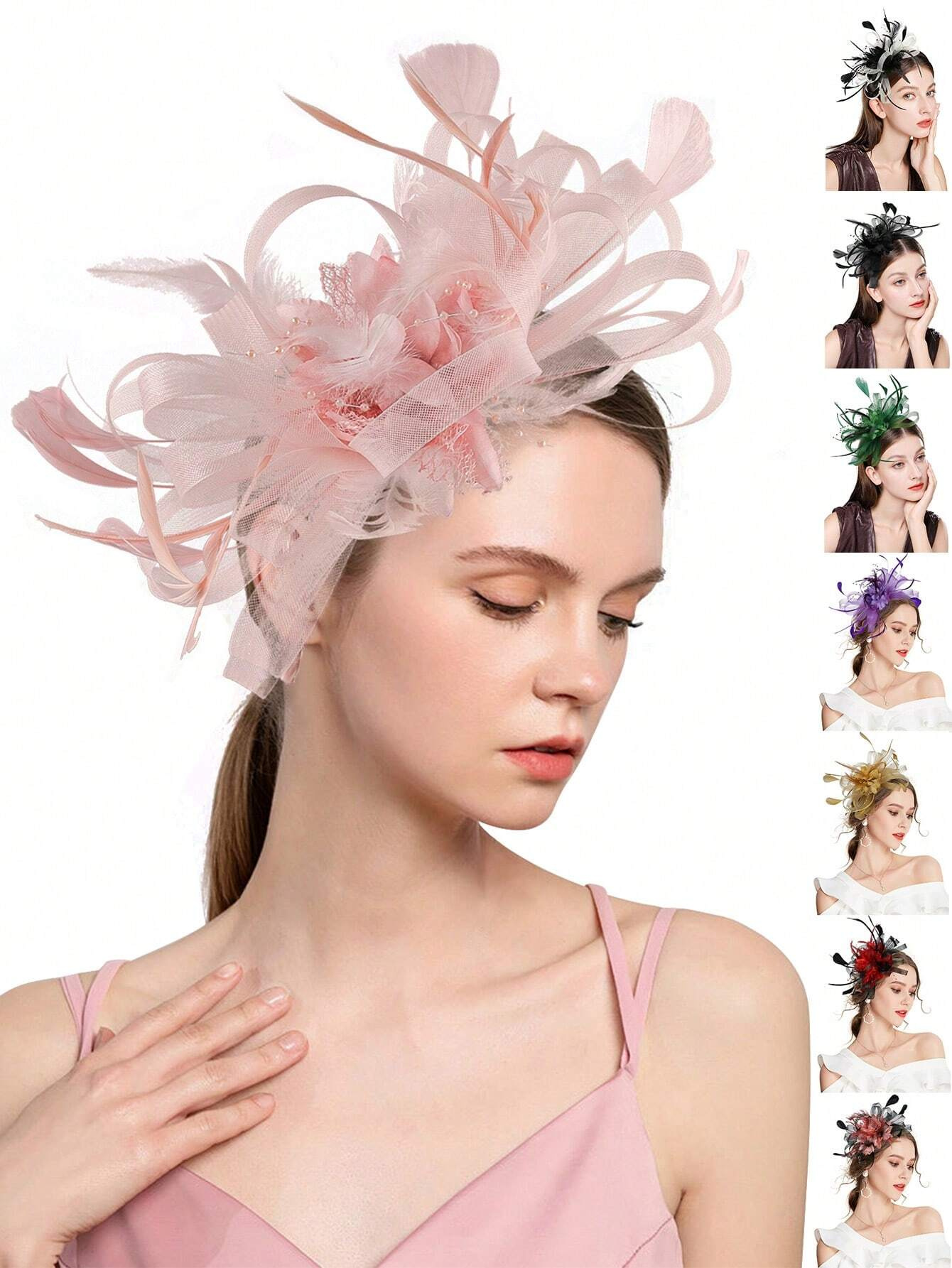Wedding Dress Supply - 1pc fascinator bandana com pena, chapéu