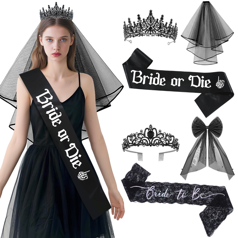 Bride Tribe Sash - 3 pçs gótico preto acessórios de