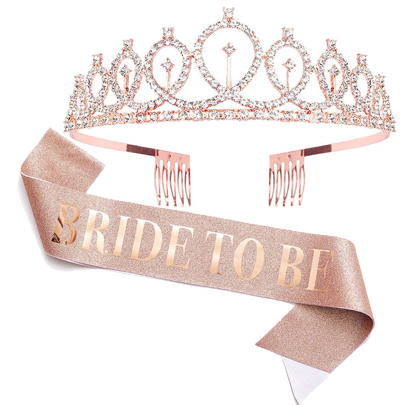 Bride Tribe Sash - 1 conjunto de ouro rosa noiva