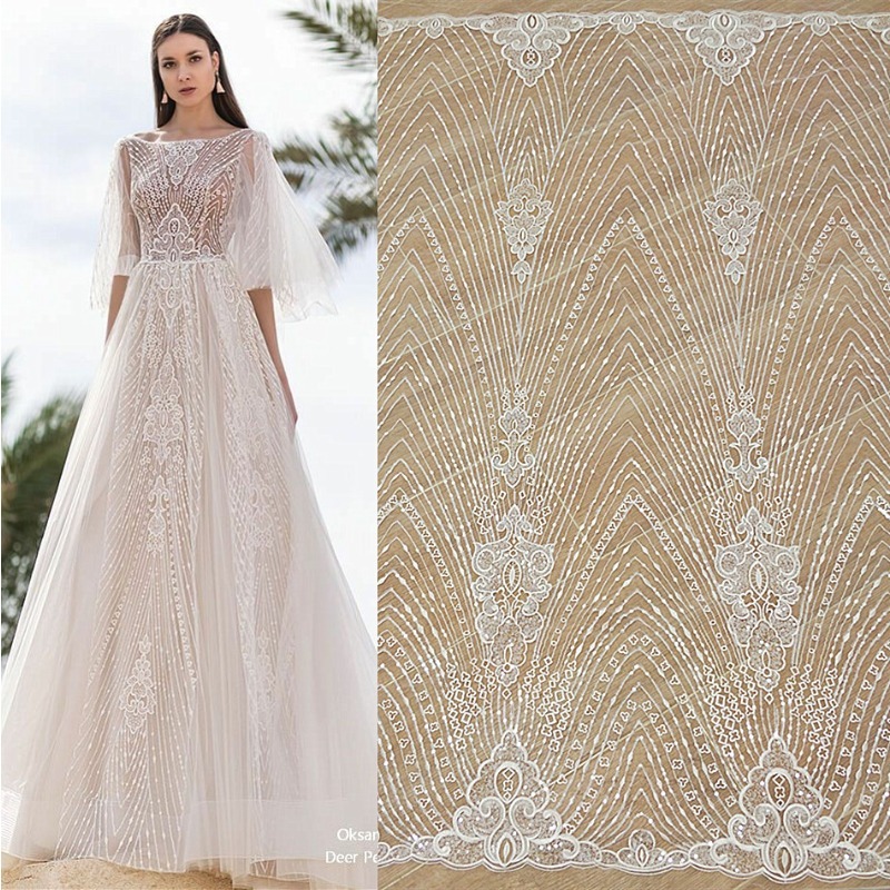 Novo listrado renda bordado la - Wedding Dress Supply avaliação e preço