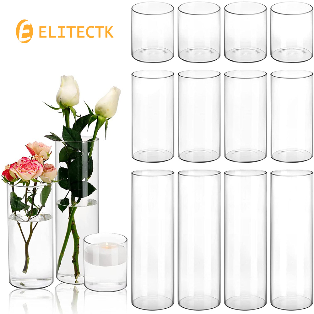 Vaso De Cilindro De Vidro Cast - Centerpiece Vase Tall avaliação e preço