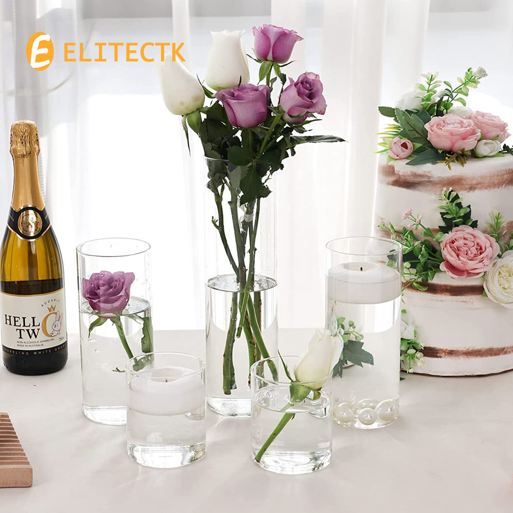 Vaso De Cilindro De Vidro Cast - Centerpiece Vase Tall avaliação e preço