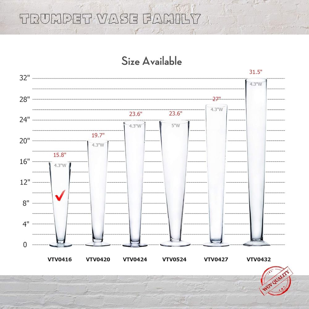 Vaso de Vidro Trompete WGV a G - Centerpiece Vase Tall avaliação e preço